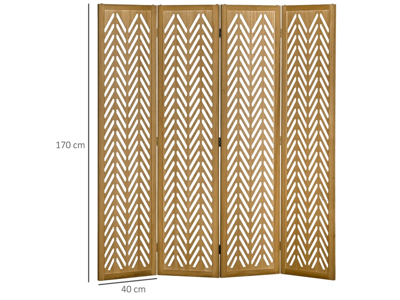  Paravent en bois ajouré séparateur de pièce closion intérieur pliable 4 panneaux en bois 160 x 170 cm naturel  - Conforama C