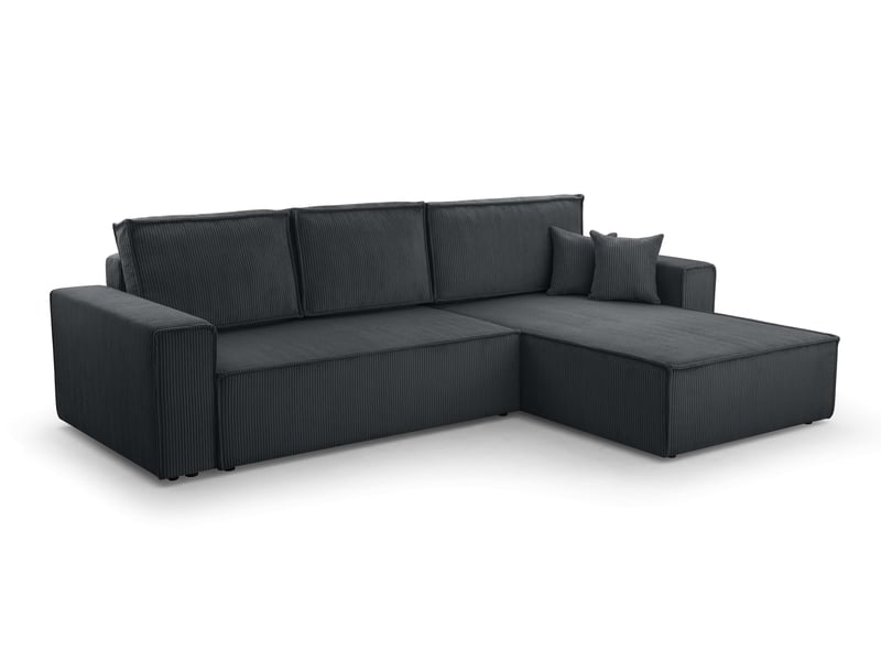 Canapé d’angle en velours côtelé gris foncé cedria – 287 cm CedriaMini - Conforama A