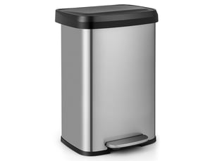 50l poubelle à pédale, poubelle en acier inoxydable avec couvercle à fermeture douce, compartiment désodorisant, poubelle de cuisine anti-odeur argent