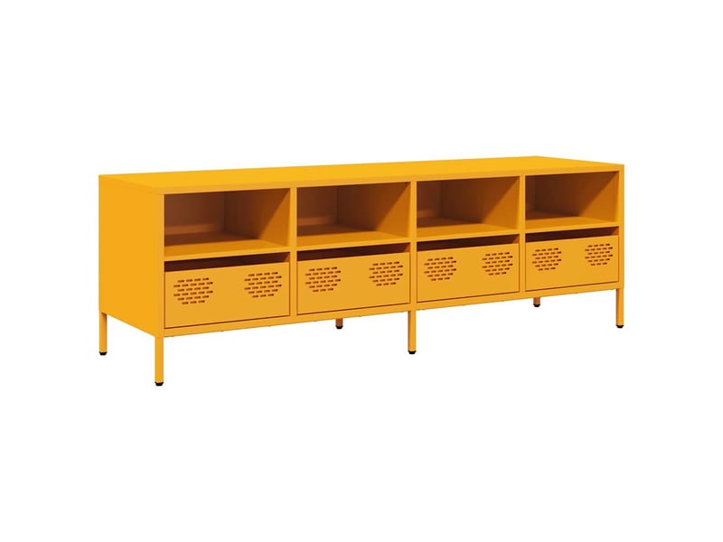  Meuble tv - banc tv - meuble de rangement jaune moutarde 135x39x43,5 cm acier laminé à froid  - Conforama A