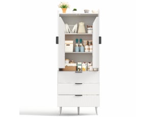 Buffet 2 porte(s) 3 tiroir(s) coloris blanc