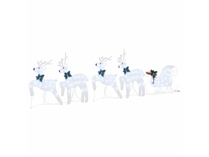  Lot de 5 rennes led, éclairage de noël, décoration de noël argenté 43 x 18 x 66 cm tissu cf62089  - Conforama A