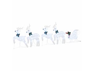 Lot de 5 rennes led, éclairage de noël, décoration de noël argenté 43 x 18 x 66 cm tissu cf62089