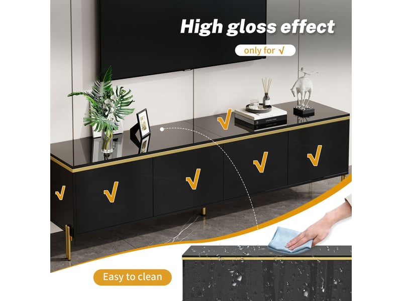 Meuble tv rangement généreux meuble de salon ensemble table basse assortie surface ultra brillante  - Conforama D
