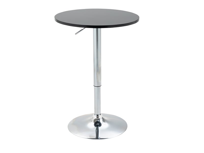  Table de bar ronde réglable en hauteur avec plateau pivotant - lpospi - pied métal, mdf noir ø61 × 70-90 cm  - Conforama A