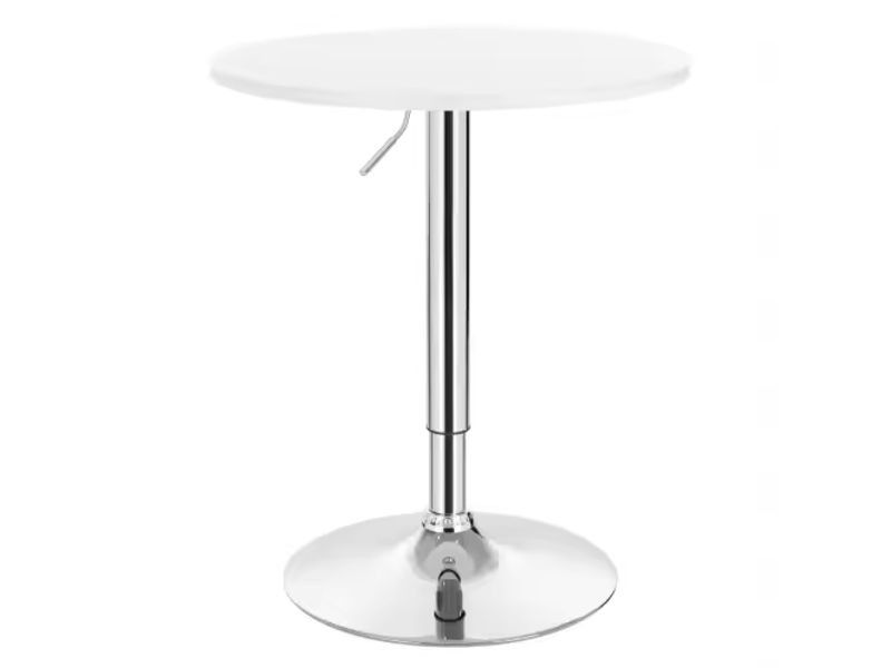  Table de bar ronde réglable en hauteur avec pied chromé pour cuisine ø60 cm en mdf blanc mat  - Conforama A