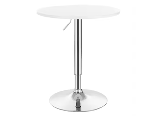 Table de bar ronde réglable en hauteur avec pied chromé pour cuisine ø60 cm en mdf blanc mat