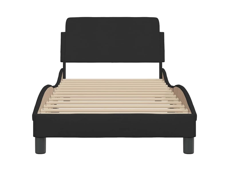  Lit simple- lit adulte -  cadre de lit avec tête de lit dover noir 80x200 cm tissu  - Conforama C