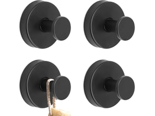 Lot de 4 crochets à ventouse noirs sans perçage, adaptés à la salle de bain, à la cuisine et aux fenêtres lisses