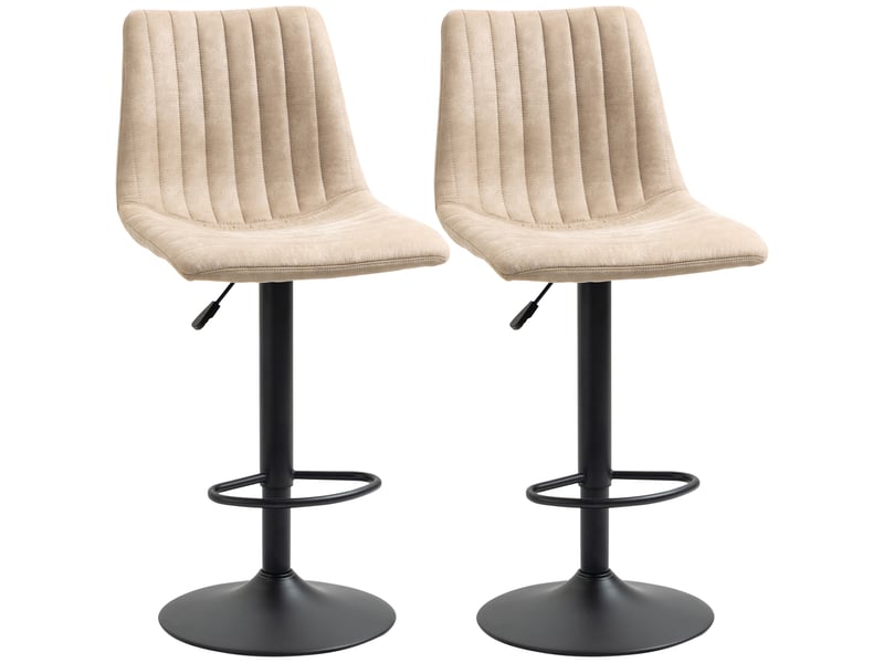 Ensemble de 2 tabourets de bar à hauteur réglable, acier et polyester, 47,5 x 57,5 x 95-116 cm, marron  - Conforama A