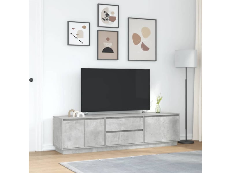 Meuble tv - banc tv - meuble de rangement avec lumières led gris béton 193,5x41x50 cm - Conforama D