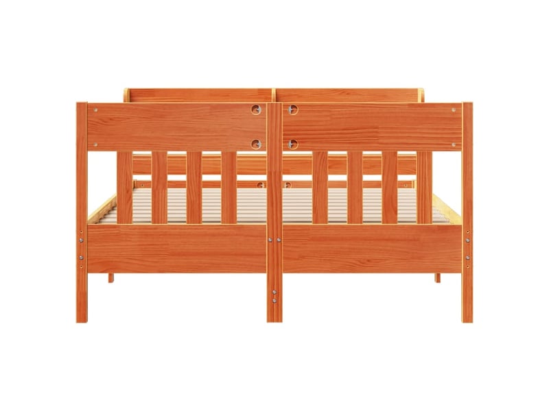 Lit double- lit adulte - cadre de lit sans matelas marron 150x200cm bois pin massif - Conforama C