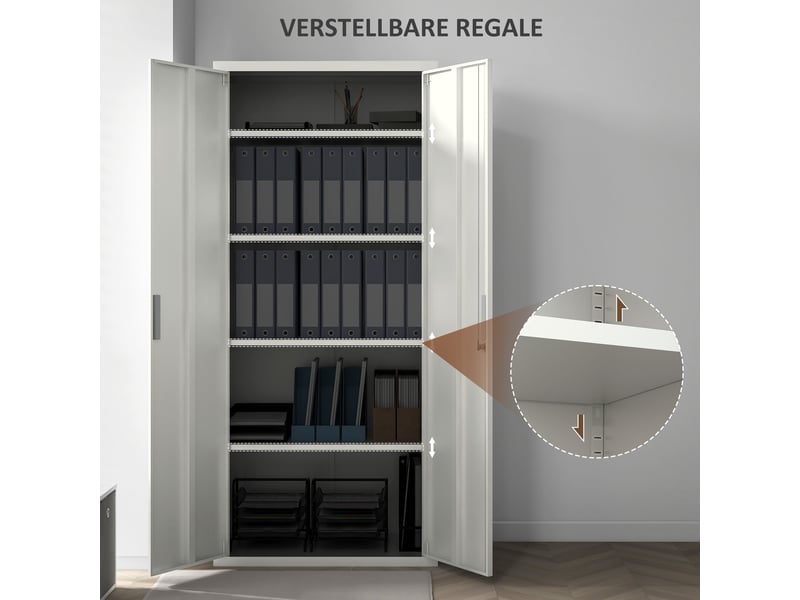  Classeur, armoire de bureau, 5 étagères, métal, 80 cm (l) x 40 cm (p) x 180 cm (h), blanc  - Conforama E