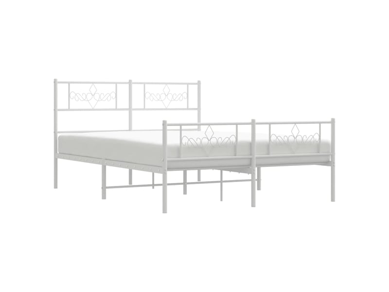 Lit double- lit adulte - cadre de lit métal sans matelas et pied de lit blanc 120x190 cm - Conforama C