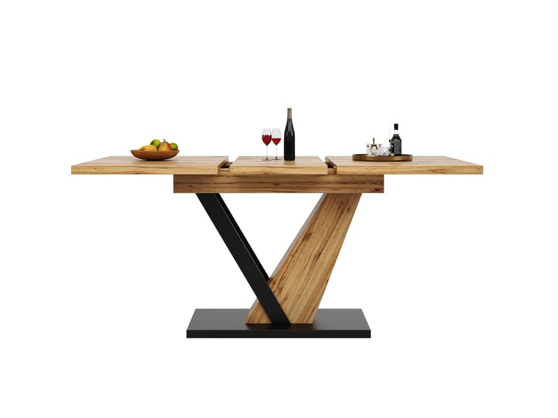  Table à manger extensible 120 à 160x75x75,5 cm, mdf et métal, effet bois  - Conforama A