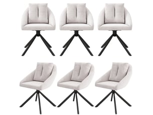 Lot de 6 chaises de salle à manger, chaise beige, pivotantes, en tissu velours