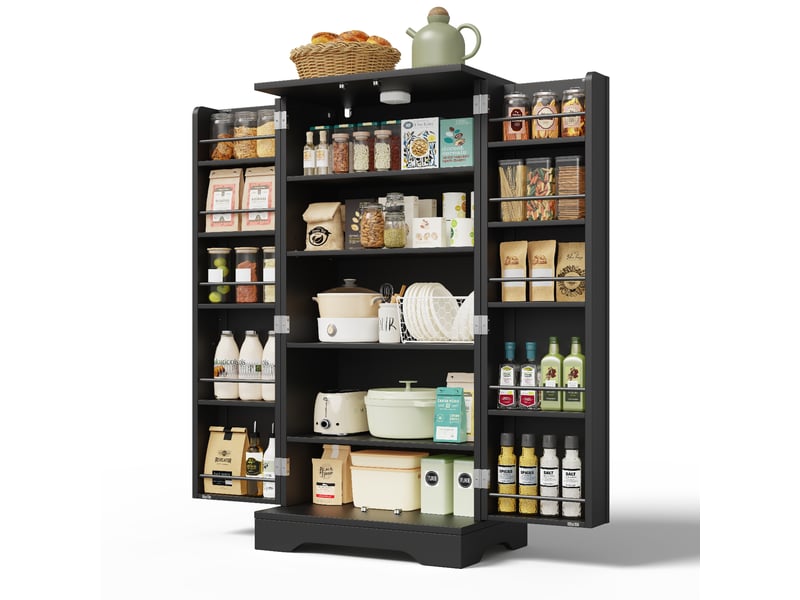  Armoire de cuisine noire, meuble de rangement avec led et 2 portes, 120x60cm (sans matelas).  - Conforama A