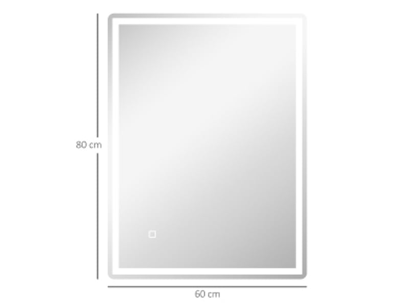  Miroir lumineux de salle de bain à led avec variateur, mémoire et antibuée en verre argenté 60 × 80 cm  - Conforama D
