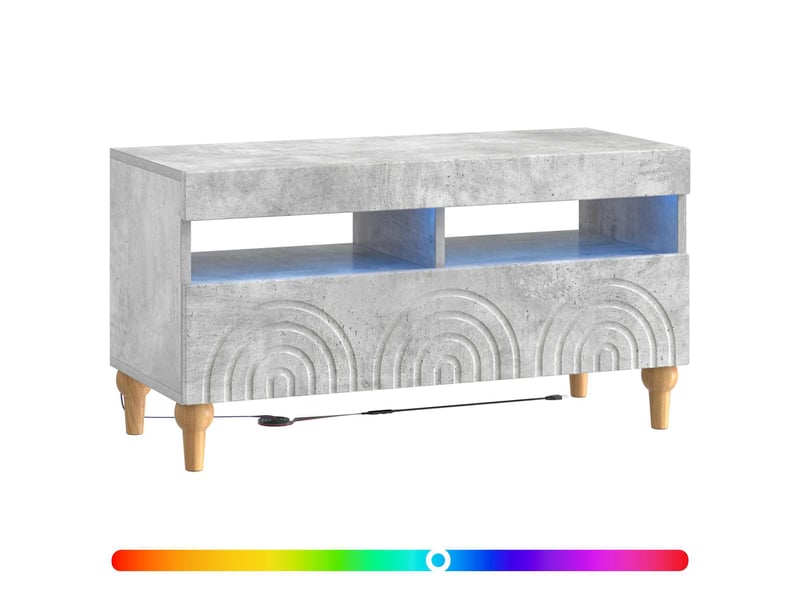  Meuble tv - banc tv - meuble de rangement led gris béton bois d'ingénierie  - Conforama C