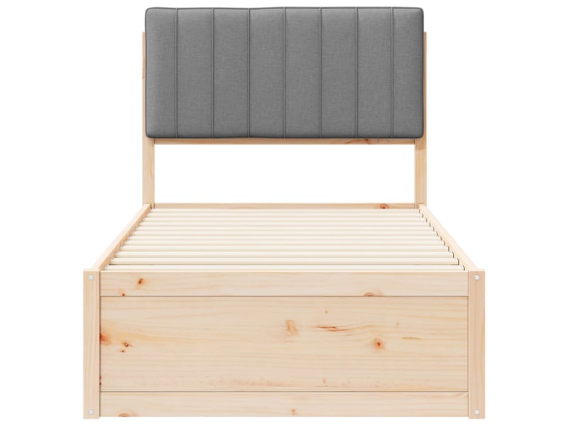  Lit simple- lit adulte -  cadre de lit avec tête de lit rembourrée gris clair 90 x 190 cm  - Conforama D