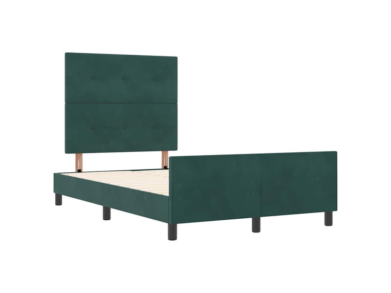  Lit double- lit adulte -  lit à ressorts avec tête de lit vert foncé 120 x 190 cm velours  - Conforama D