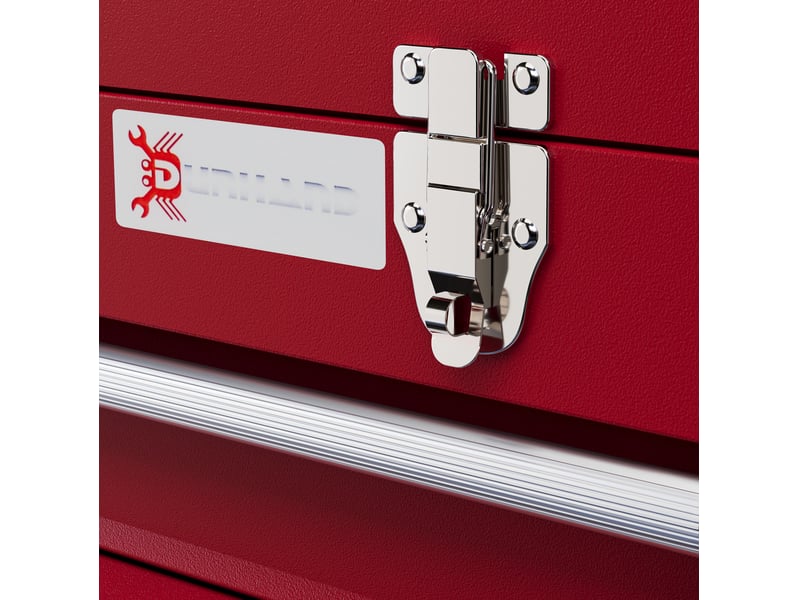  Boîte à outils 51 x 22 x 39,5 cm rouge en acier, 4 tiroirs à glissières et compartiment supérieur  - Conforama E