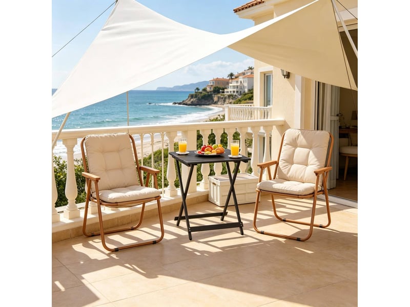  Table de jardin bistrot pliante avec structure en croix et pieds antidérapants pour balcon en aluminium noir  - Conforama D