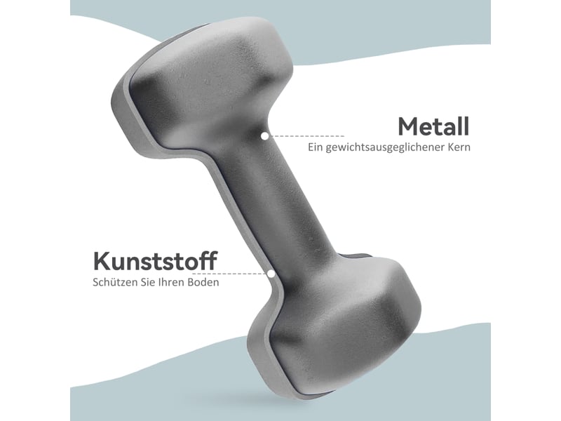  Set de 2 haltères 6 kg, haltères hexagonaux gris avec poignée antidérapante pour musculation  - Conforama D