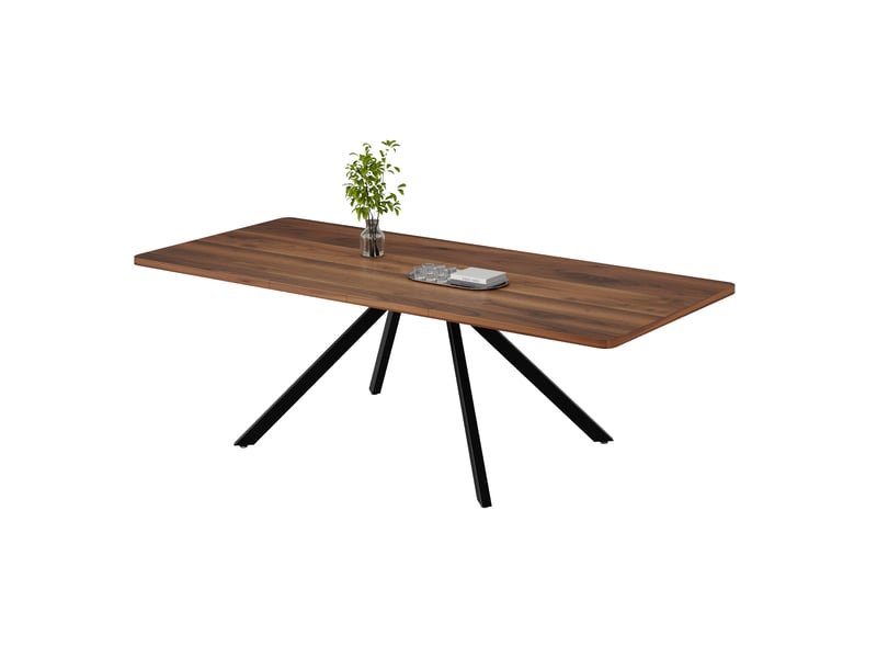 Table à manger extensible 160200240x90 cm, 6-10 personnes, plateau mdf, pieds métal, table rectangulaire pour salle à manger - noyer - Conforama A
