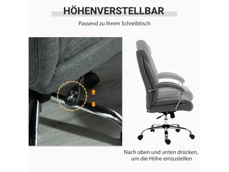  Chaise de bureau ergonomique inclinable avec appui-tête, nylon gris, 65x78x110-118 cm  - Conforama E