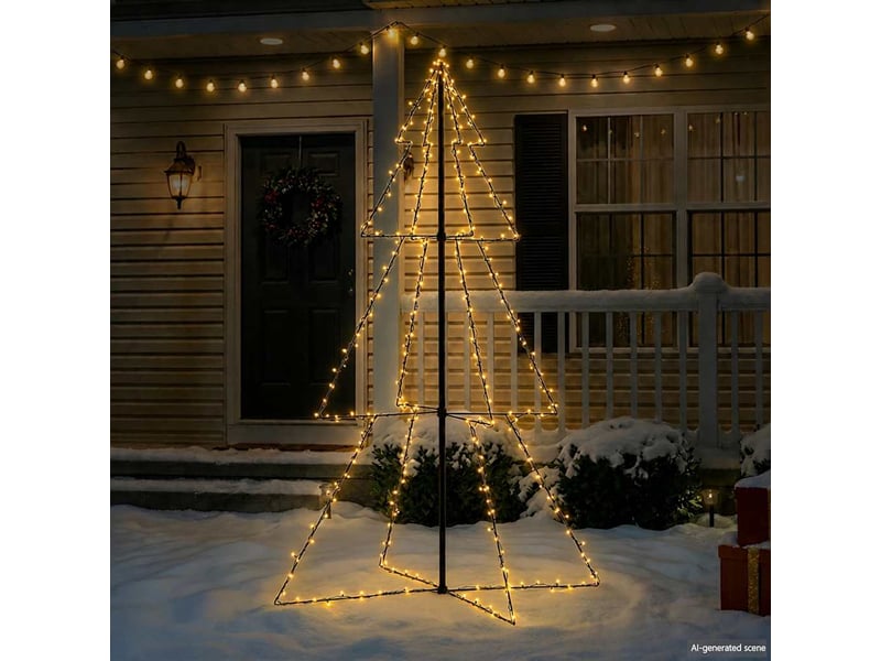  Arbre de noël, sapin de noël cône 240 led d'intérieur-d'extérieur 118x180 cm  - Conforama C