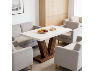 Table à manger rectangulaire,120x80x75 cm,bois,blanc et marron rustique