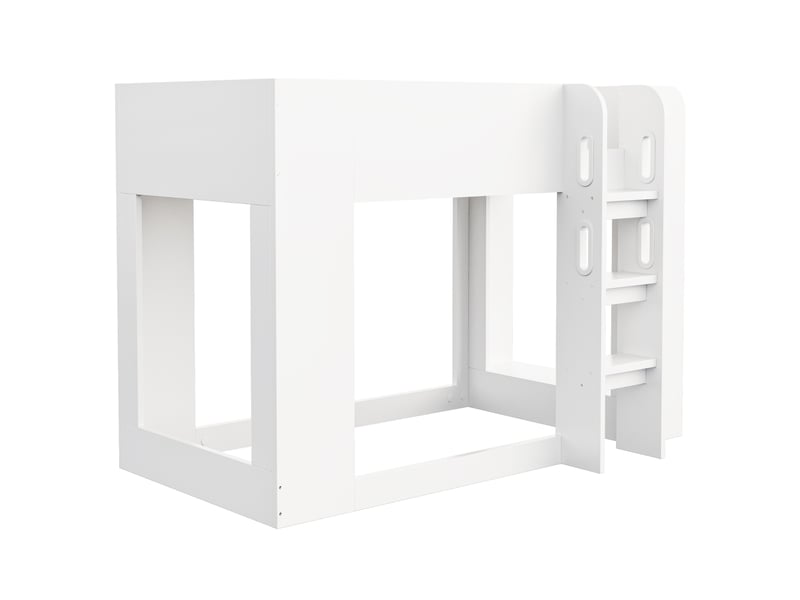 Lit mezzanine enfant 90 x 200 cm, barrières de sécurité, échelle, étagères latérales et espace sous le lit, blanc evarich - Conforama D