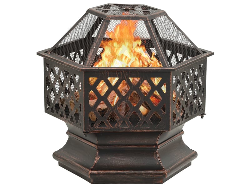  Brasero exterieur, foyer camping rustique avec tisonnier 62x54x56 cm xxl acier shl74918  - Conforama A