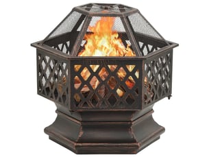 Brasero exterieur, foyer camping rustique avec tisonnier 62x54x56 cm xxl acier shl74918