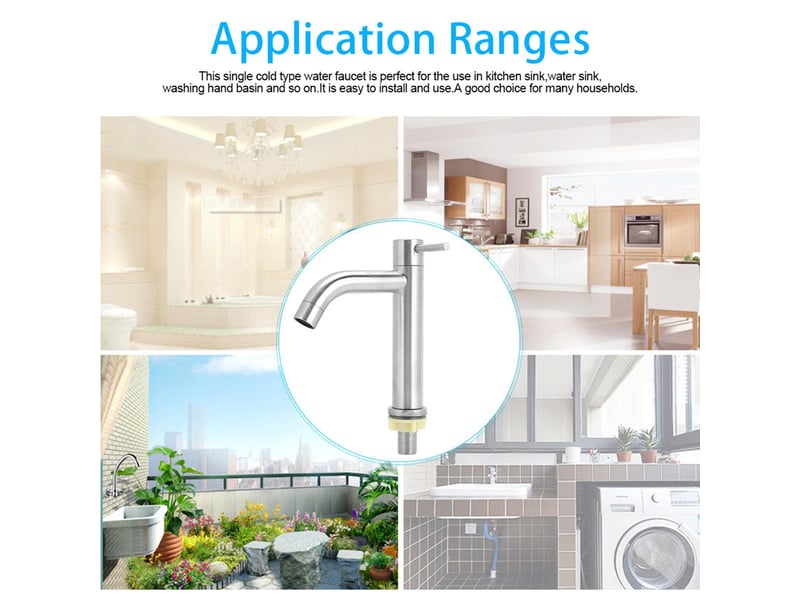  Robinet d'eau froide simple en acier inoxydable, filetage mâle g12 pouces, sous le comptoir  - Conforama C