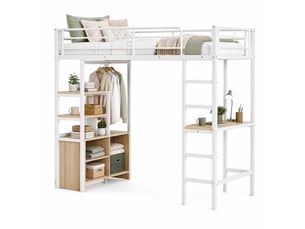 Lit mezzanine 90x200 cm MEUBLIV coloris blanc