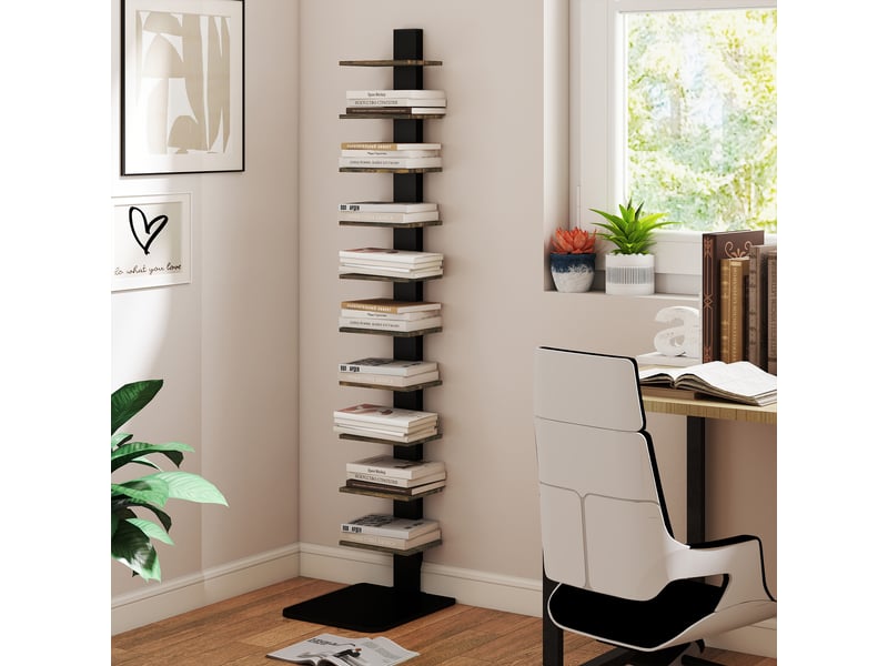  Bibliothèque moderne gain de place à 11 niveaux, 34,5 x 41,5 x 163,5 cm, marron rustique  - Conforama C