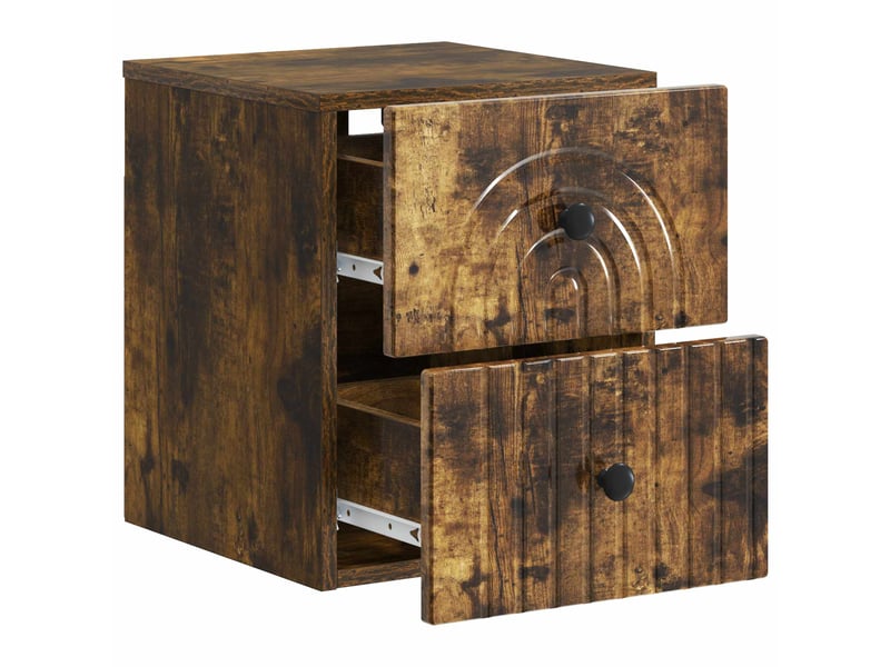  Table de chevet - cabinet de chevet - table de nuit mural chêne fumé 33 x 34,5 x 40 cm  - Conforama C
