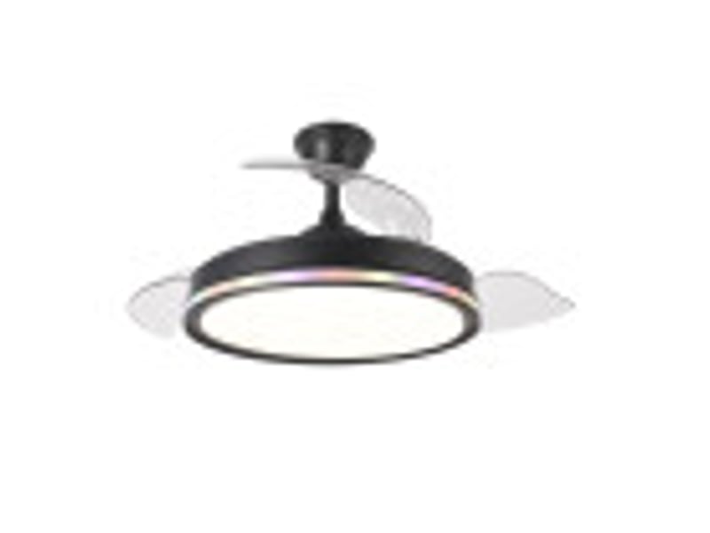 Fabrilamp cacique plafonnier ventilateur led 59 w, 6980 lm, rgb, moteur dc, 3 pales rétractables, ø 107 cm, noir 246292309 - Conforama B