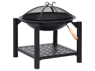 Brasero exterieur, foyer camping avec tisonnier 54x54x55 cm acier