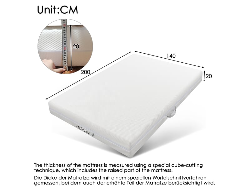  Matelas en mousse 140x200 cm 7 zones réversible h2h3 blanc  - Conforama C