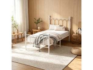Lit simple 90x200 cm <strong>VIVRYN</strong>  <strong></strong> coloris blanc