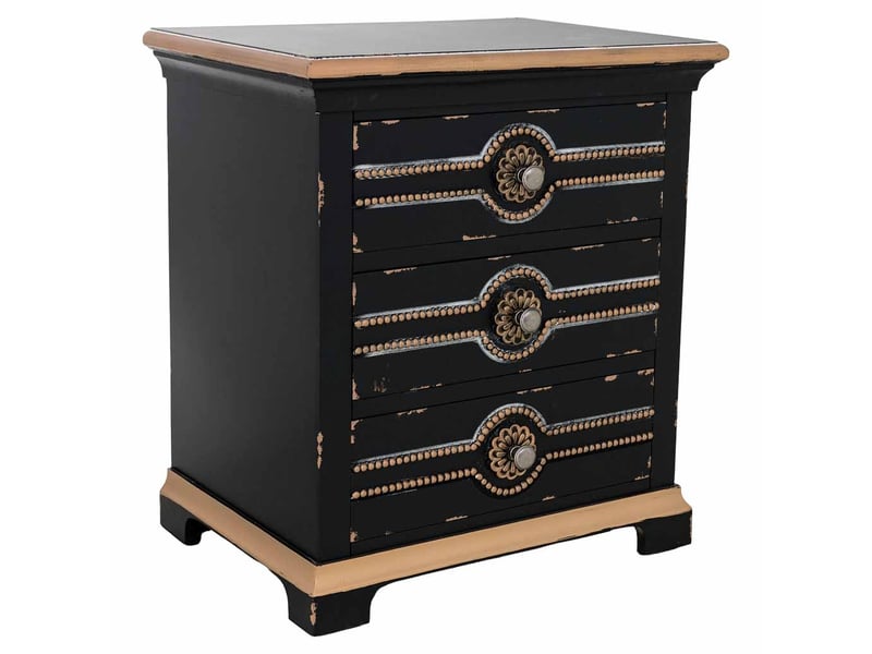  Table de chevet en bois noir 52x38x59 cm h  - Conforama A