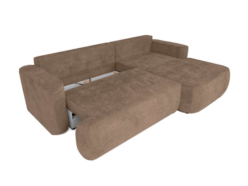  Canapé d'angle droit cassis avec coffre de rangement en tissu chenille - marron glacé CASSIS - Conforama D