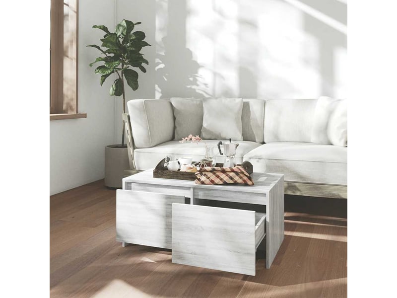  Table basse rectangulaire | table de salon sonoma gris 90x50x41,5 cm bois d'ingénierie  - Conforama C