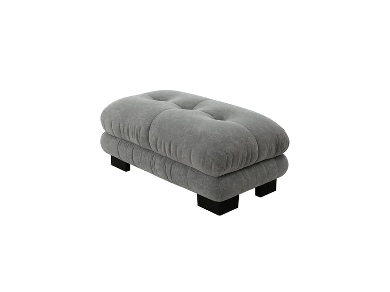  Canapé pouf 112x68 cm - repose-pieds rembourré - mousse haute résilience - chenille - gris  - Conforama R