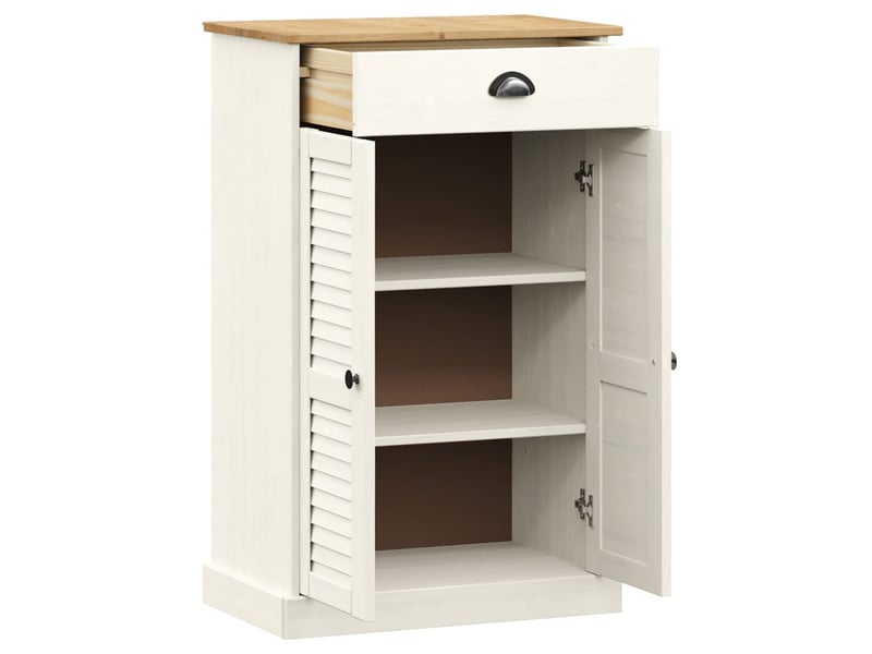  Meuble à chaussure, armoire à chaussures vigo blanc 60x35x96 cm bois massif de pin  - Conforama E