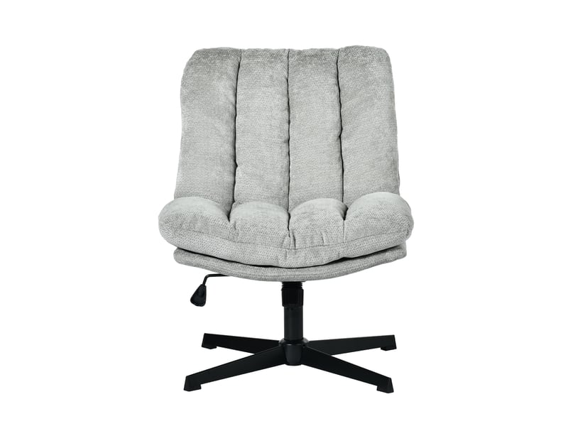  Fauteuil salon pivotant sur 360°, réglable en hauteur, sans accoudoirs, en tissu chenille, gris  - Conforama A