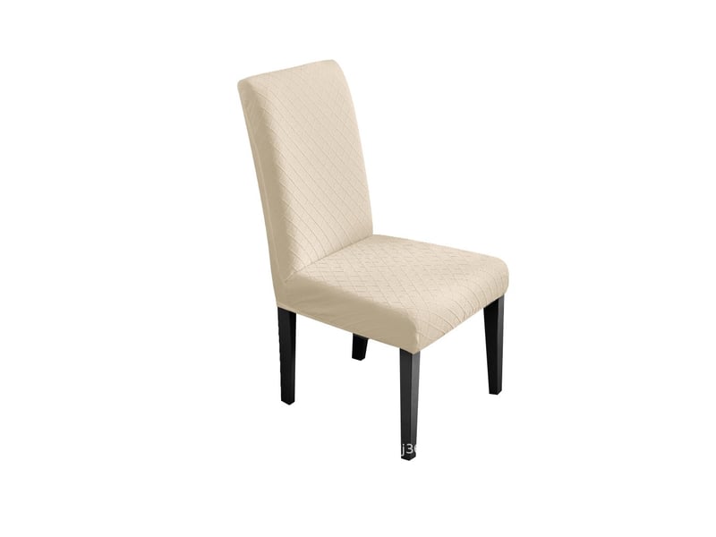  Lot de 4 housses de chaise en élasthanne jacquard – beige  - Conforama A